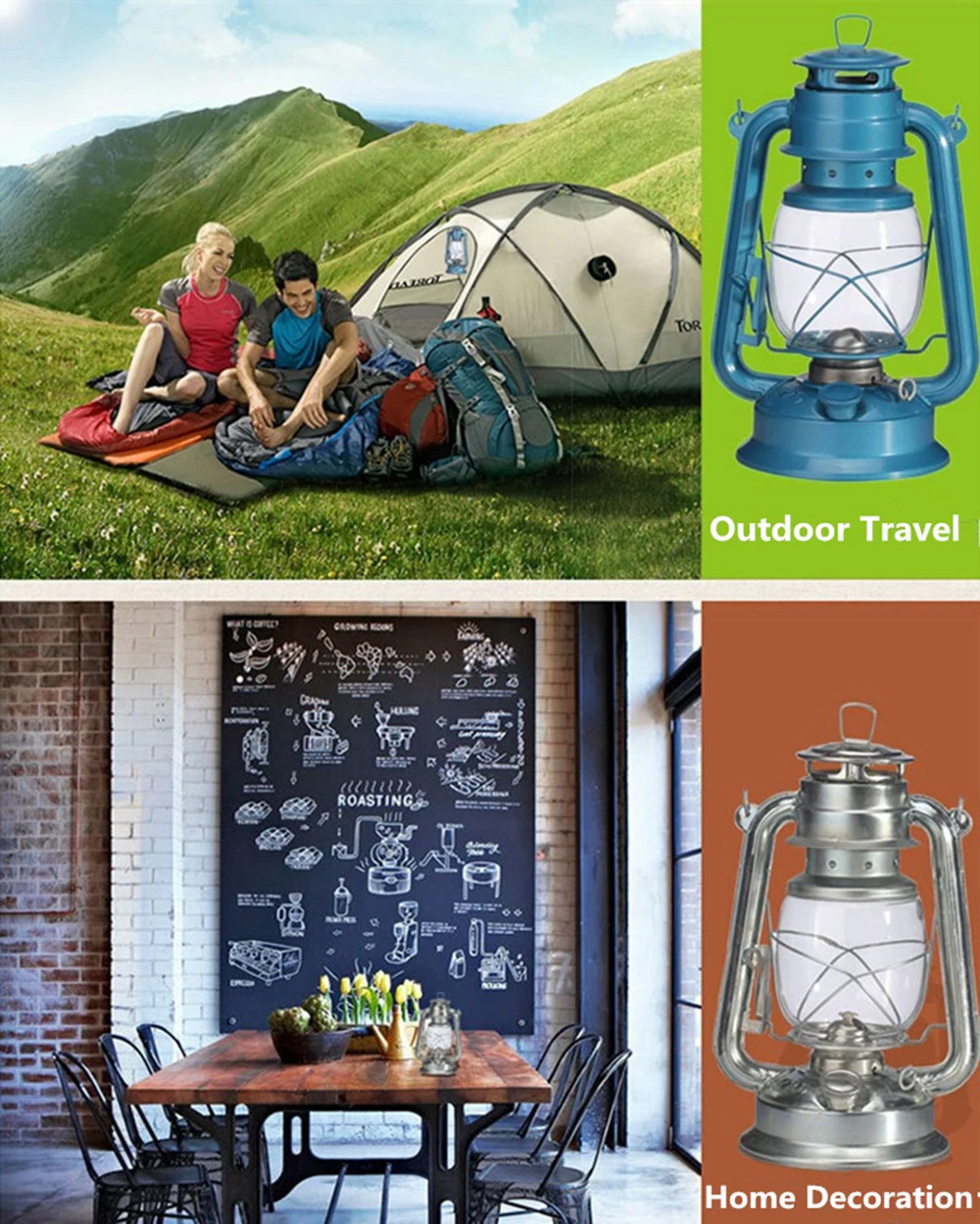 Lanterne da uragano da 19 cm Lampade a olio con stoppino Luce di emergenza selvaggia alimentata da olio vegetale diesel per l'arredamento del giardino