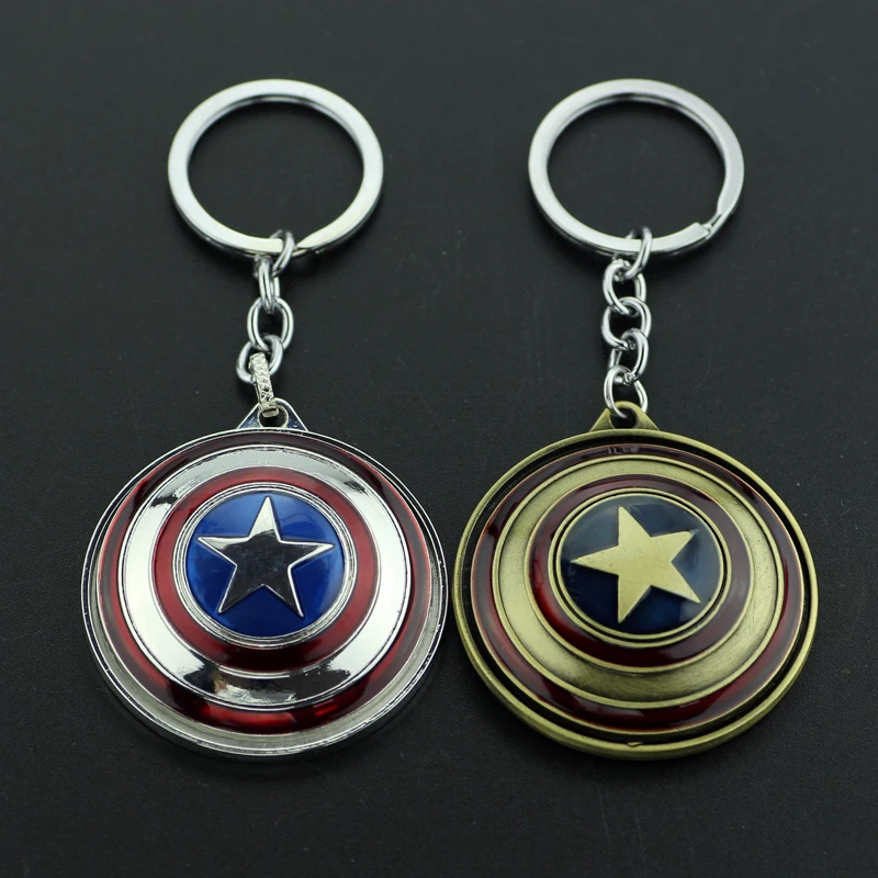 Marvel Legends The Avengers Keychain New Revolving Captain America Shield Car Key Chain Men Metal Pendant Keyring