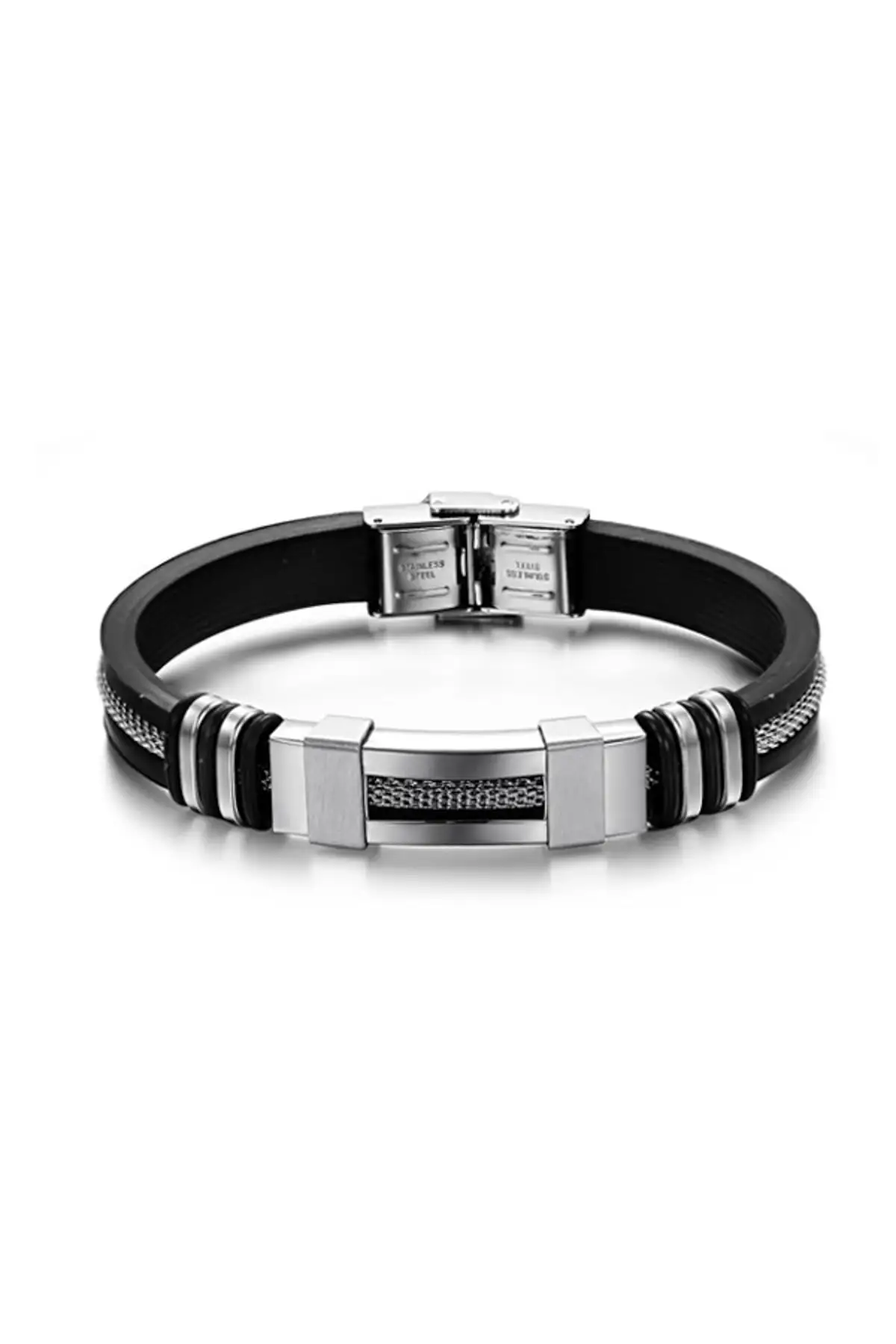 Auger Steel & Rubber Men's BraceletMen's Bracelet 2021 Men's Fashion Tarnproof Material