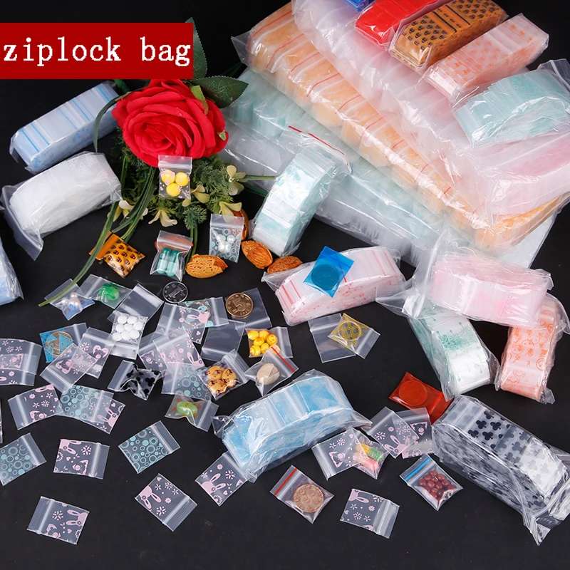 Mini Cute Cheaper Plastic Zipper Print Bags, Ziplock, Packaging Pouches, Jewelry Candy Pill Pack, Thick, 0.24mm, 2.5x3.5cm