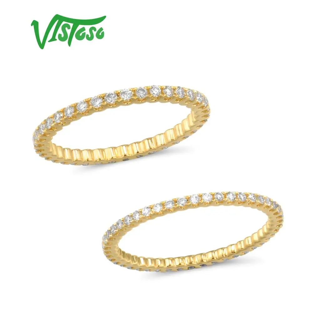 

VISTOSO Gold Ring For Women Genuine 14K 585 Yellow Gold Ring Sparkling Diamond Promise Engagement Rings Anniversary Fine Jewelry