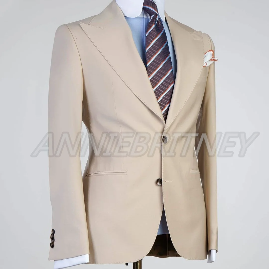 Tailor-Made Suits Fashion Wedding Suit For Men Champagne Slim Fit 2 Piece Custom Made Formal Best Man Party Tuxedo Set