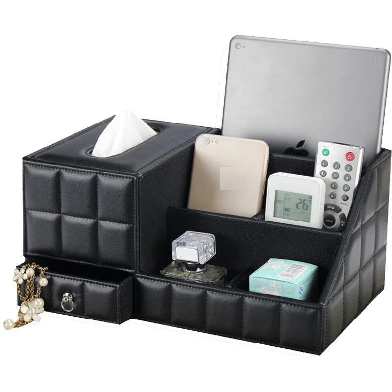 PU Leather Simple Living Room Coffee Table Remote Control Desktop Multifunctional Tissue Storage Box