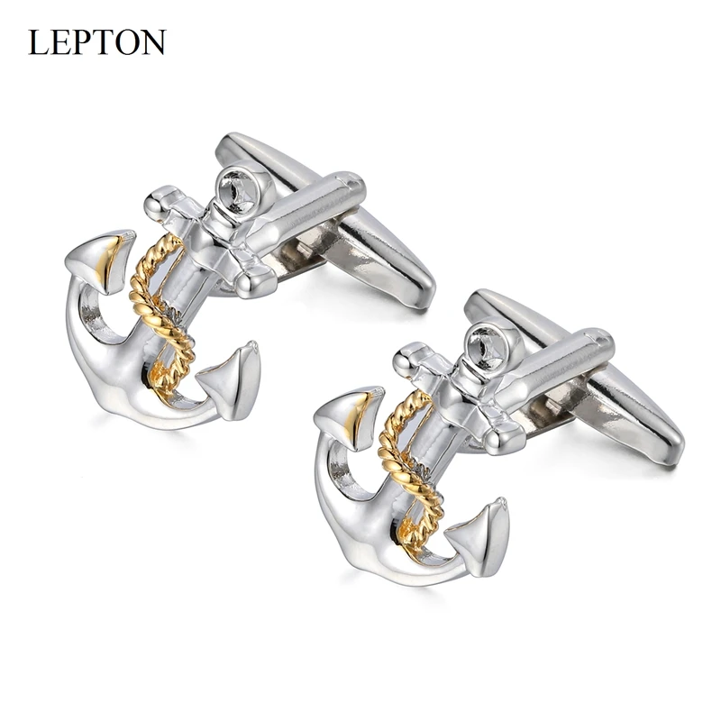 Lepton Anchor Cufflinks For Men Shirt Cuffs Cuff Links High quality Classic Nautical Anchor USN Navy Cufflink Relojes Gemelos