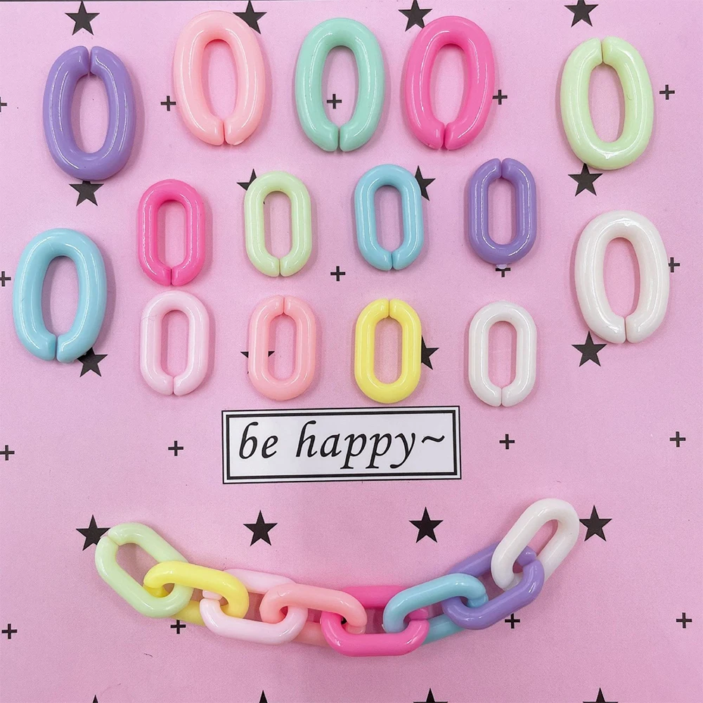 100pcs Acrylic Colorful U-shaped Opening Ring Macarons Plastic Can Be Assembled Chain Backpack Chain DIY Earring Accessories