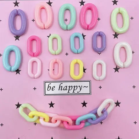 100pcs 아크릴 다채로운 U 자형 오프닝 링 마카롱 플라스틱 조립 체인 배낭 체인 DIY 귀걸이 액세서리 수 있습니다