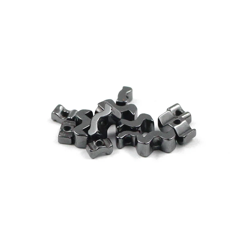 WLYeeS wave Shaped Black Hematite 4x1mm/6x2mm rectangle Natural Stone Spacer Loose beads for Jewelry Making Bracelet Necklace 15