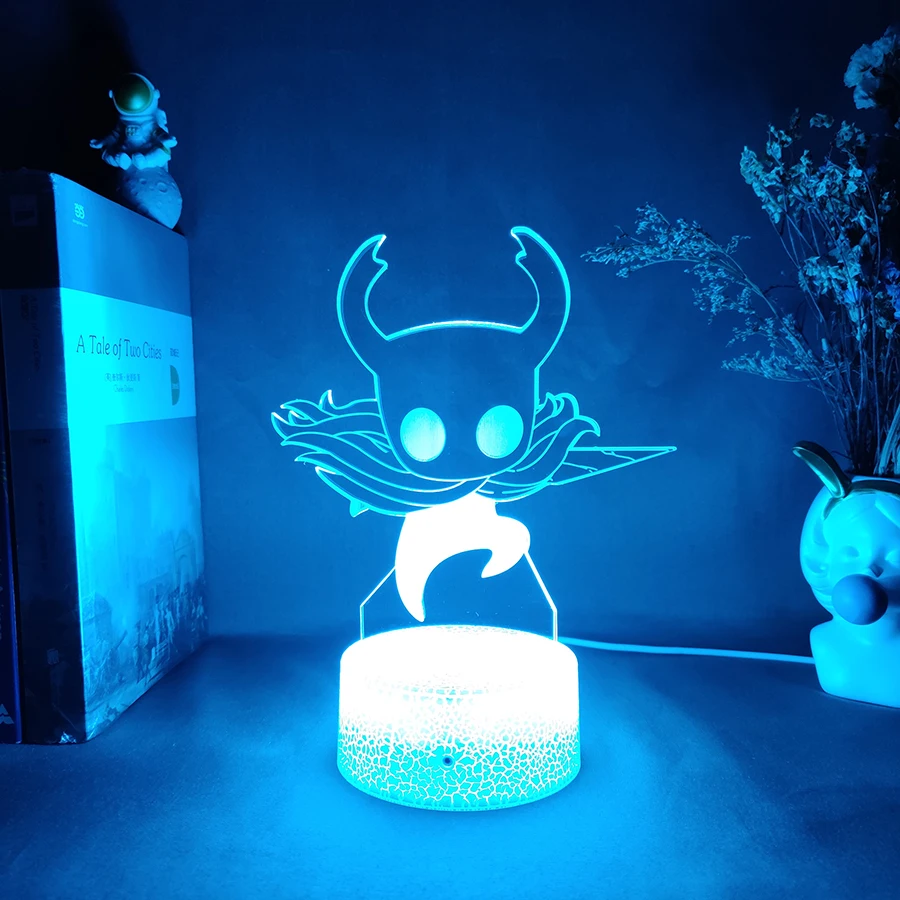 3D LED Light Hollow Knight Figurine Player Hornet Acrylic Night Lamp RGB Flashing Gift Desktop Setup PC Backlight Room Decor