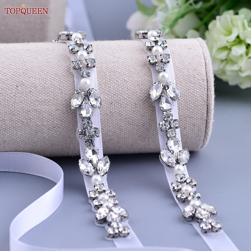 TOPQUEEN S09 Bridal Rhinestone Decorative Belt Wedding Evening Dress Women\'s Lady Luxury Shiny Female Crystal Pearls Ribbon Sash