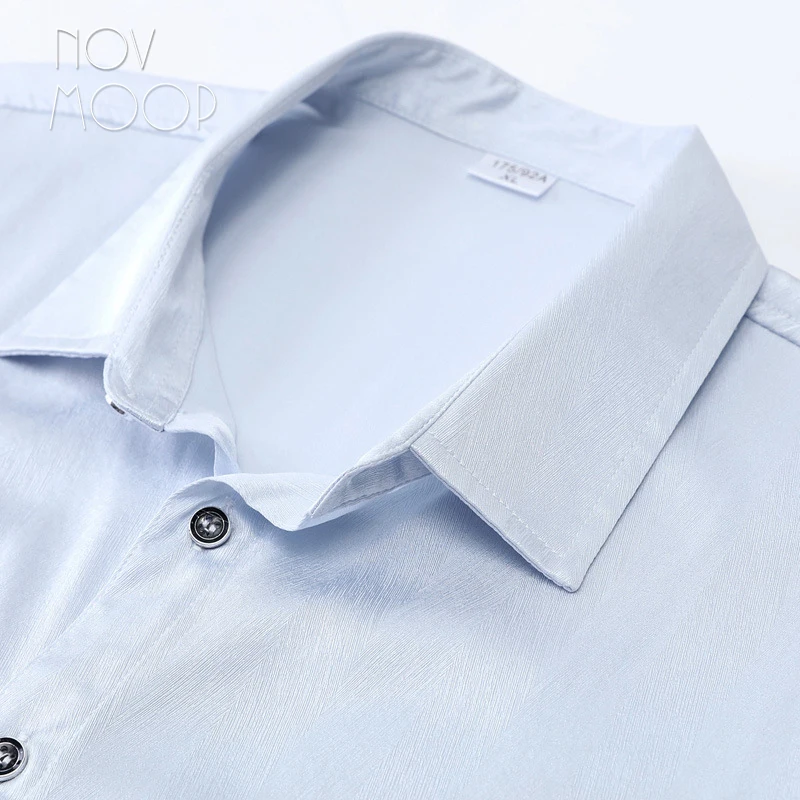 Novmoop obscura listrado jacquard seda elastano cetim camisa masculina alto grau de luxo itália estilo banquete camisa lt3549