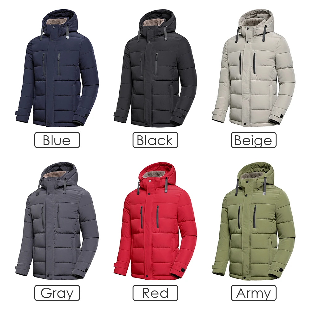 Men 2022 Winter New Classic Warm Fleece Detachable Hat Parkas Jacket Coat Men Autumn Outwear Outfits Pockets Parka Jackets Men