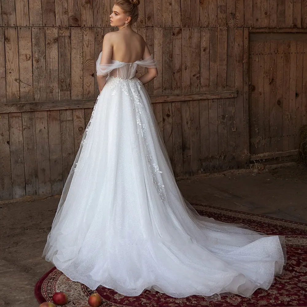 Robe de mariée en Tulle plissé pour femmes, tenue de princesse sur mesure, coupe trapèze, style Boho, collection 2022