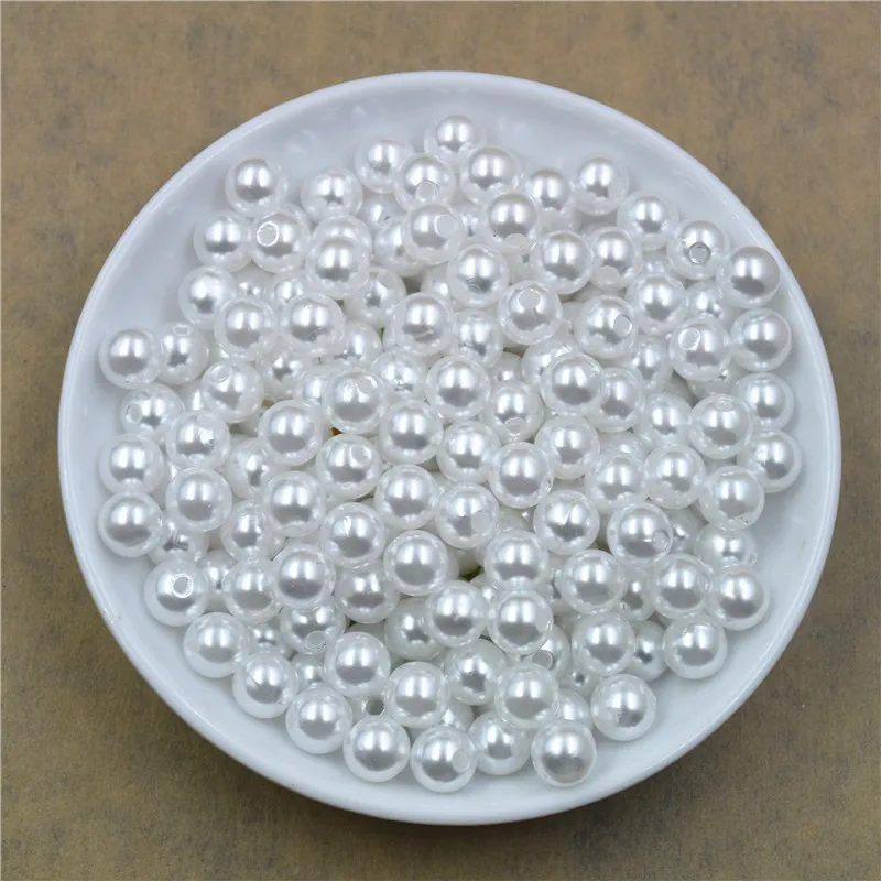 50–1000 Stück mit Loch, ABS-Imitationsperle, 4/6/8/10/12 mm, runde Kunststoff-Acryl-Abstandsperle für DIY-Schmuckherstellung