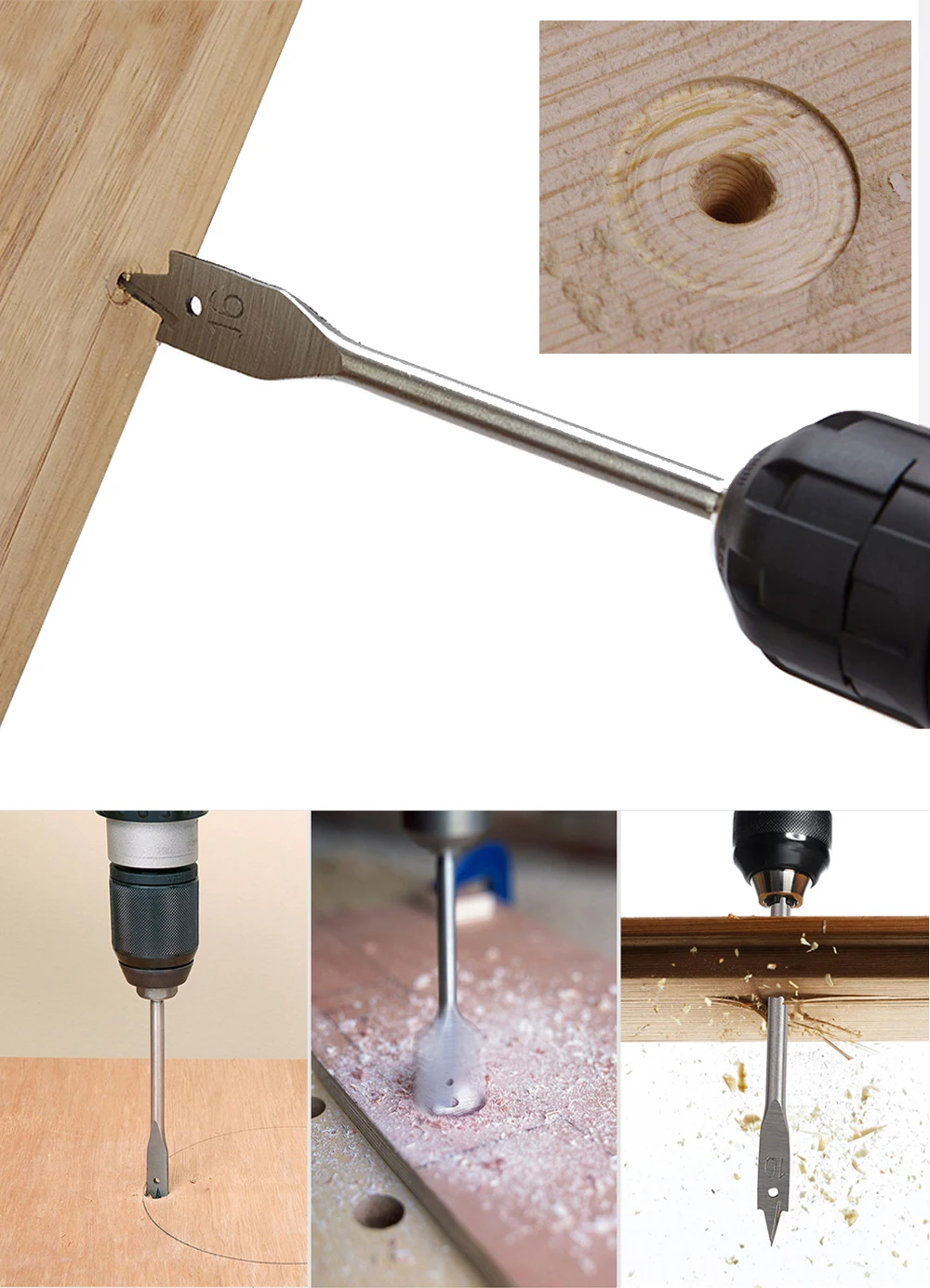 1pcs 6-55mm Durable Woodworking Tool Sets Flat Drill Long High-carbon Steel Wood Flat Drills Woodworking Spade Drill Bits
