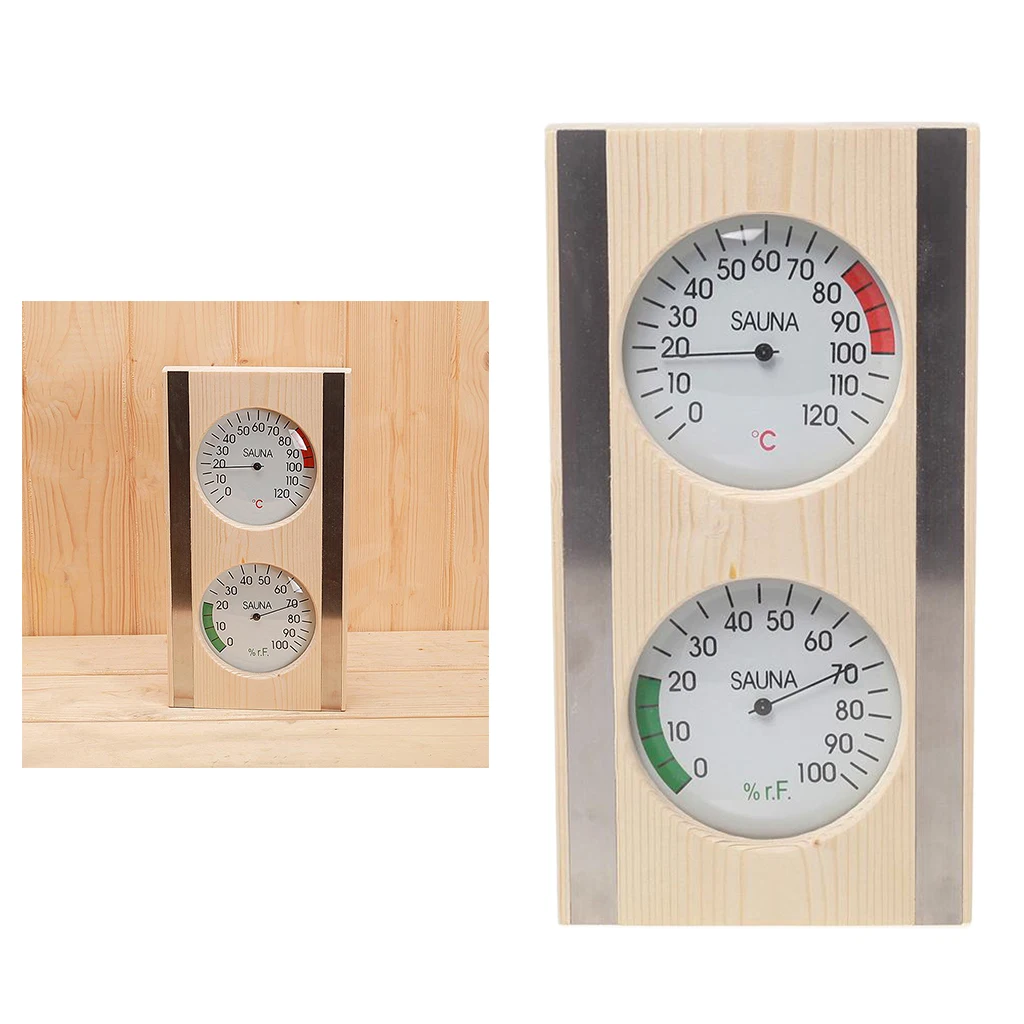 Sauna Thermometer&Hygrometer 2 in 1 Wood Hygrothermograph Sauna Room Accessories