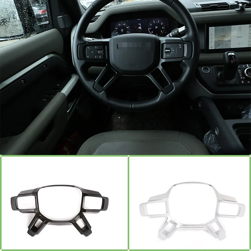 For Land Rover Defender 110 2020-2022 ABS Silver/Dumb Black Car Interior Car Steering Wheel Trim Car Accessory