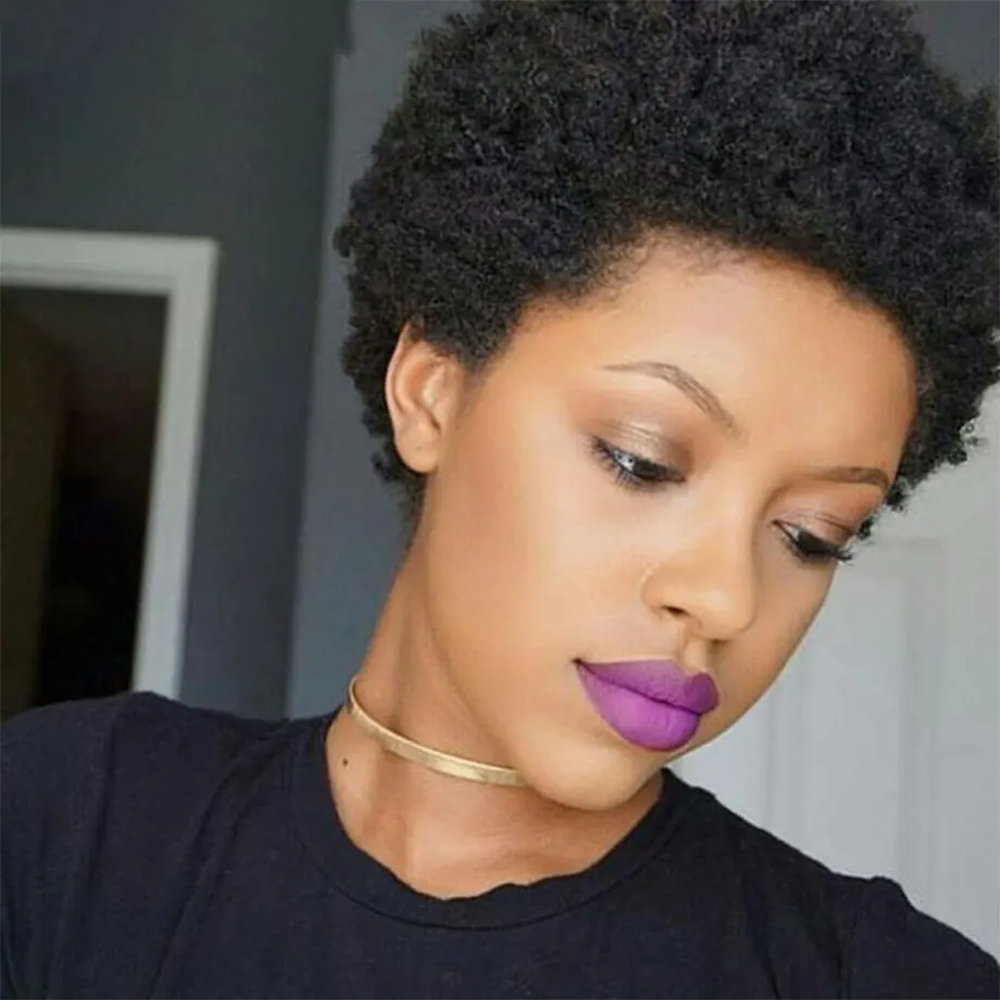 Short Afro Human Hair Wig Without Glue Or Gel Put On And Go Human Hair Wigs Ready To Wear 70s 80s Afro Puff Wig Brazilian Wig