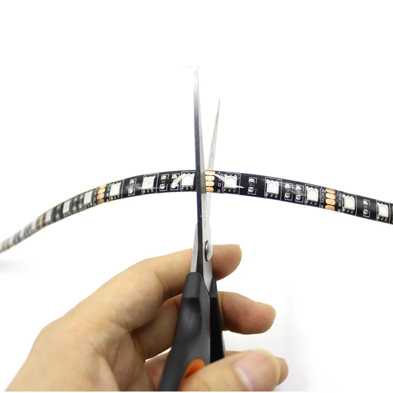 1M 2M 3M  5M 5050 LED Strip Light Black PCB Board 60LED/Meter Input 12V Safe Tape BSOD DIY RGB Flexible Led Line 3M Sticker