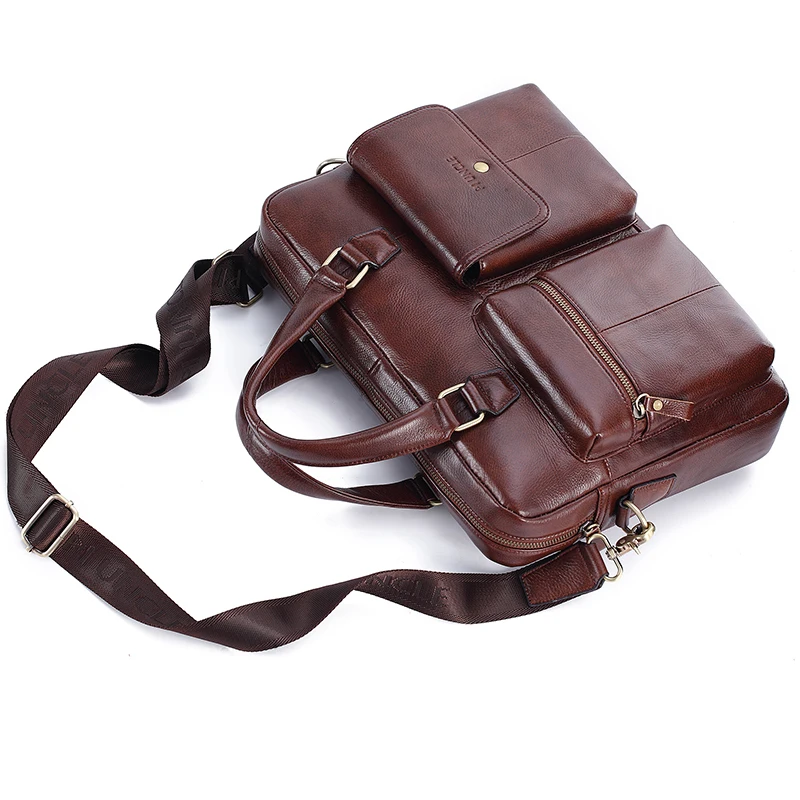 Men Genuine Leather Handbag Large Business Travel Messenger Bag Male Leather Laptop Bag Men\'s Documents Crossbody Shoulder Bag