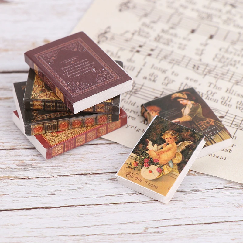 6Pcs/set 1/12 Dollhouse Vintage Miniature Book Model Notebook Doll House Furniture Decor