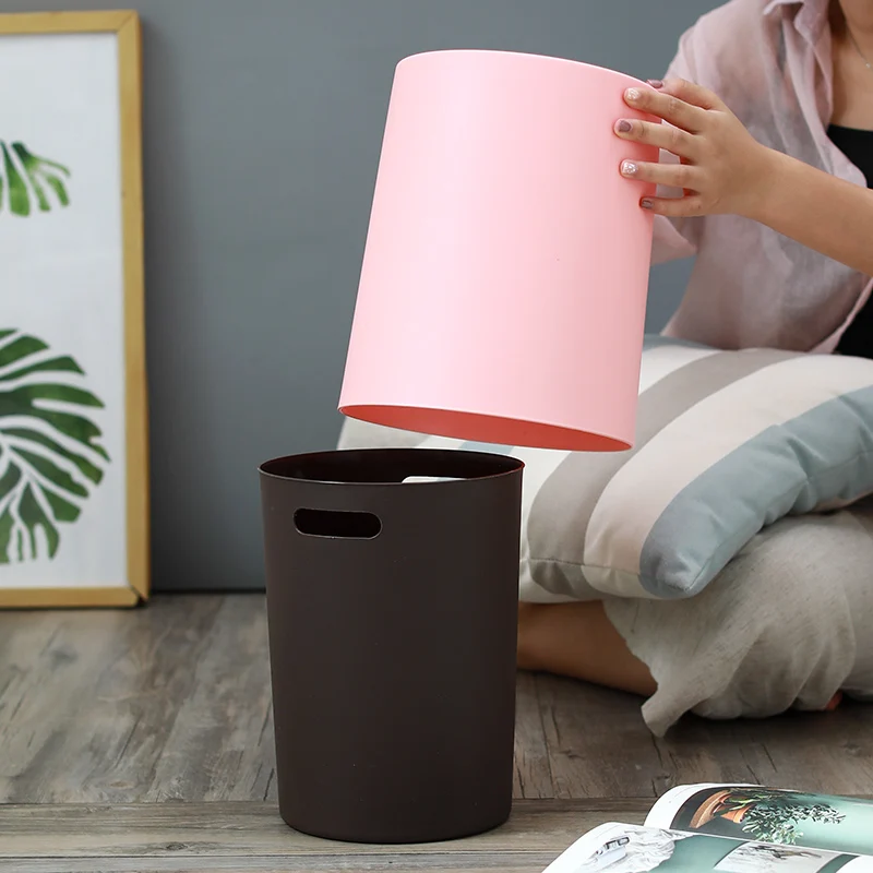 Creative Plastic Matte Trash Can Garbage Storage Bucket Paper Basket Home Office Waste Bin Without Lid