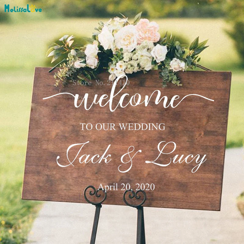 Hochzeit Wandaufkleber Tanzschild Braut und Bräutigam Namen Datum Maßgeschneiderte Wandbilder DIY Vinyl Dekoration Aufkleber Kein Rahmen YT2152