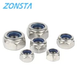 Nylon Lock Nuts M2 M2.5 M3 M4 M5 M6 M8 M10 M12 M14 M16 M20 304 Stainless Steel Hexagon Anti-Slip Automatic Lock Nut DIN985