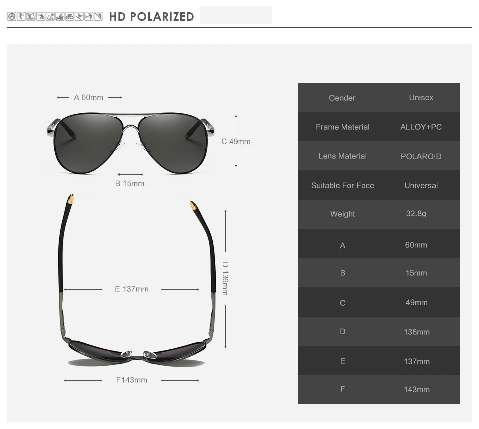 Neue Design Outdoor Sport Pilot Polarisierte Sonnenbrille Männer Frauen Anti-Glare Fahren Gläser Trendy Shades Spiegel Objektiv sonnenbrille – Detail 9