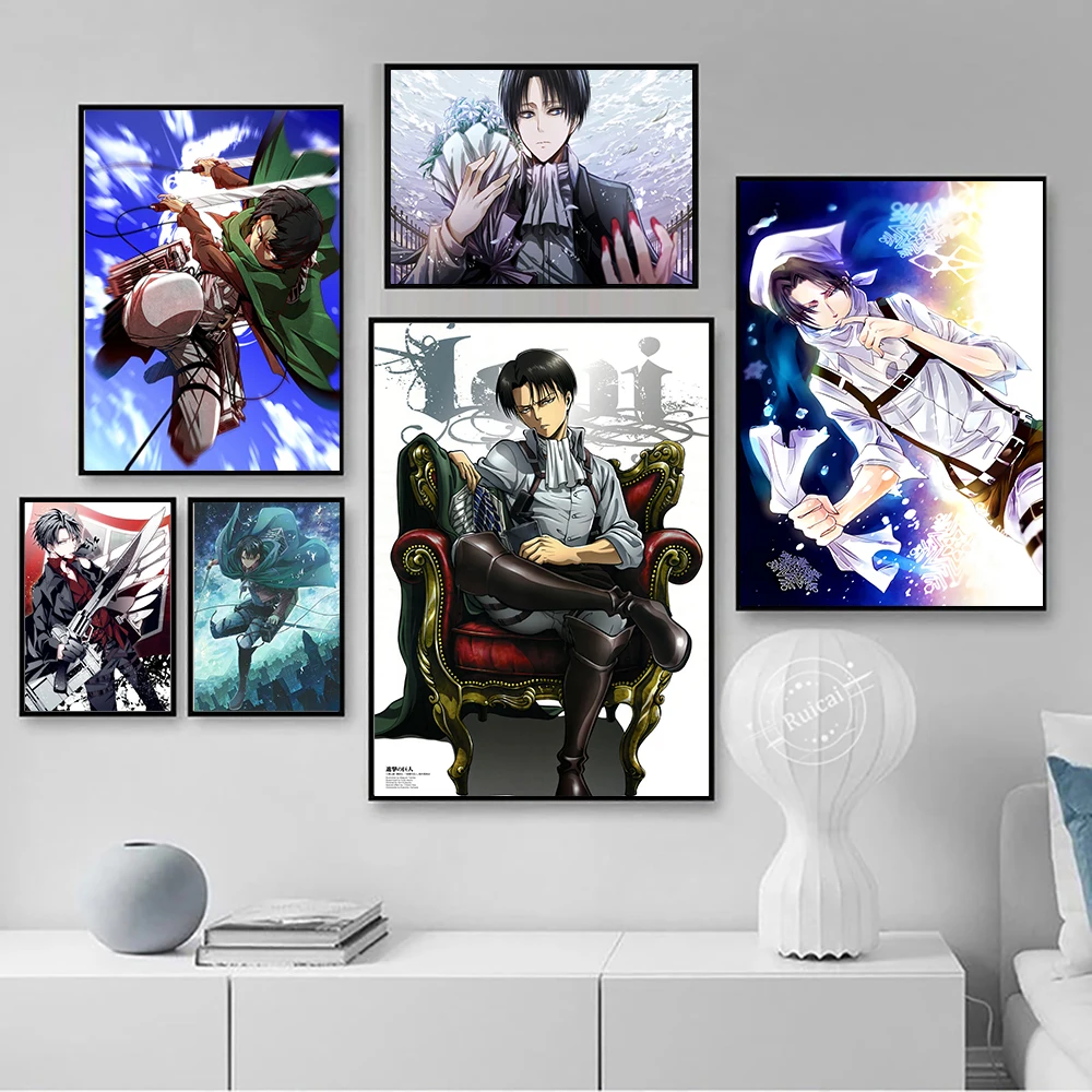 

Levi Ackerman Anime Poster Japanese Attack On Titan Rivaille Rival Anime Manga Wall Art Print for Bedroom Living Room Home Decor