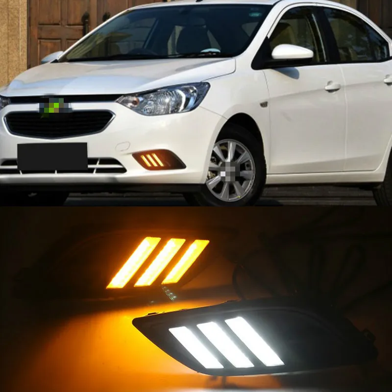 

2pcs Car LED Daytime Running Light for Chevrolet Sail 2014 2015 2016 2017 DRL White Turn Signal Light Yellow Blue Fog Lamp