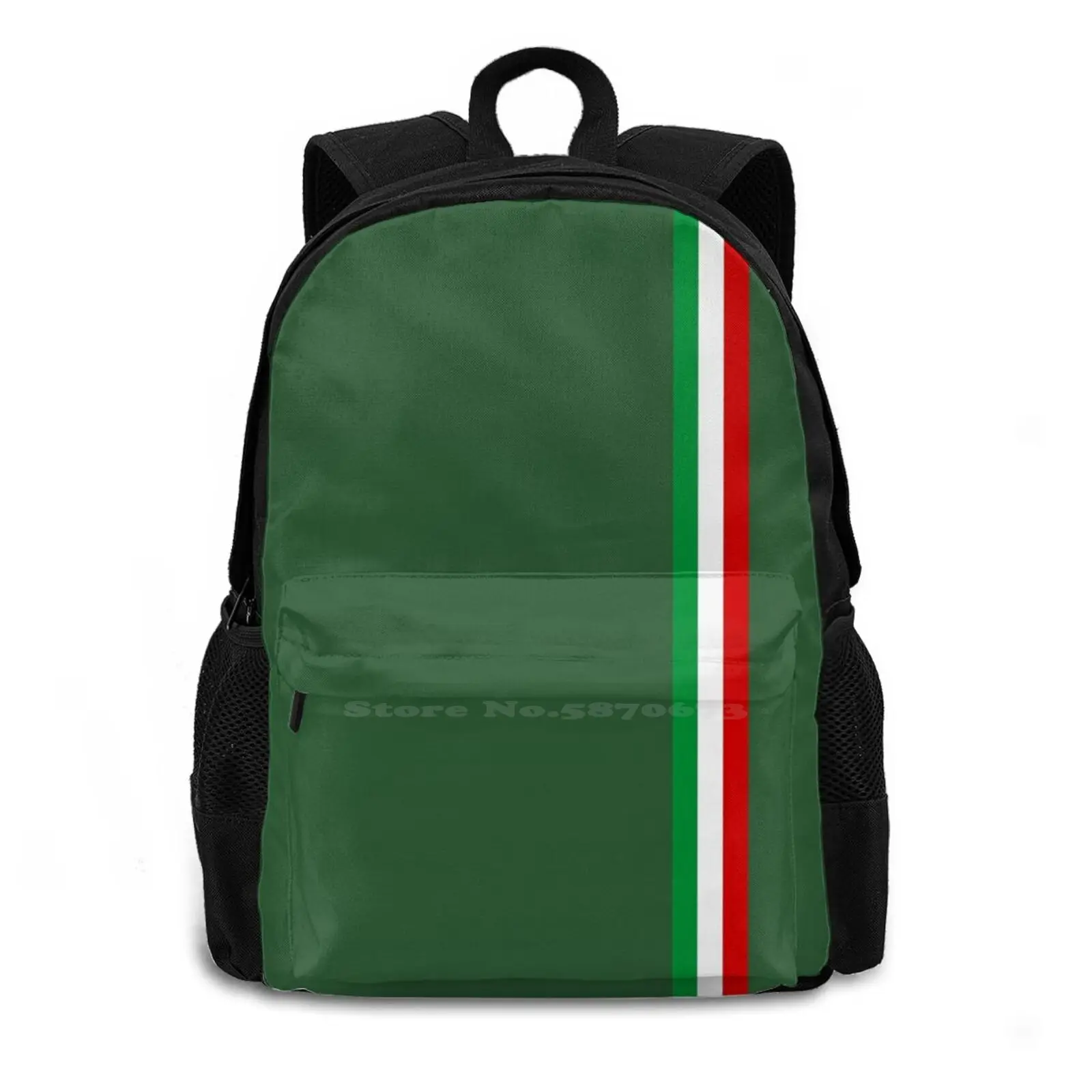 Tricolore 3d Print Design Backpack Casual Bag Italy Pizza Italian Society Tricolore Flag Flower Soda Fashion Italiano Milan