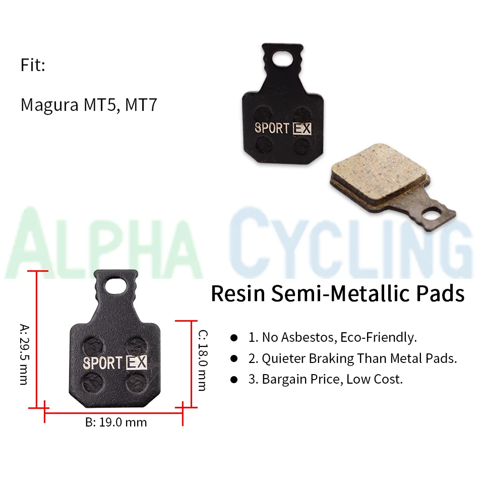 4 Pairs, Bicycle Disc Brake Pads for Magura MT5 MT7 Caliper, Sport EX Class, Resin