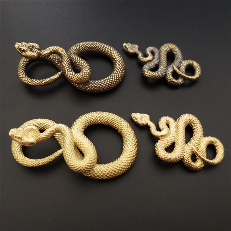 Copper Vintage Gold Snake Desktop Decor Ornaments Brass Snake Key Chains Fashion Boa Keyrings Punk Rock Bag DIY Accessories Gift