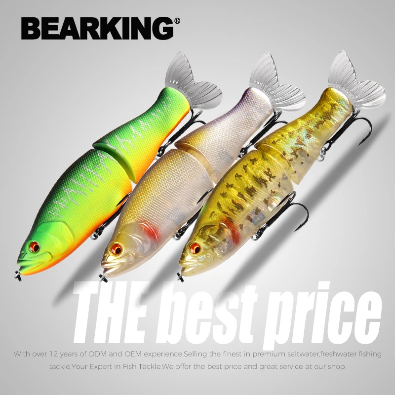 

BEARKING 3pcs per set Best price Fishing Lures 135mm 1oz Jointed minnow Wobblers ABS Body with Soft Tail SwimBaits soft lure