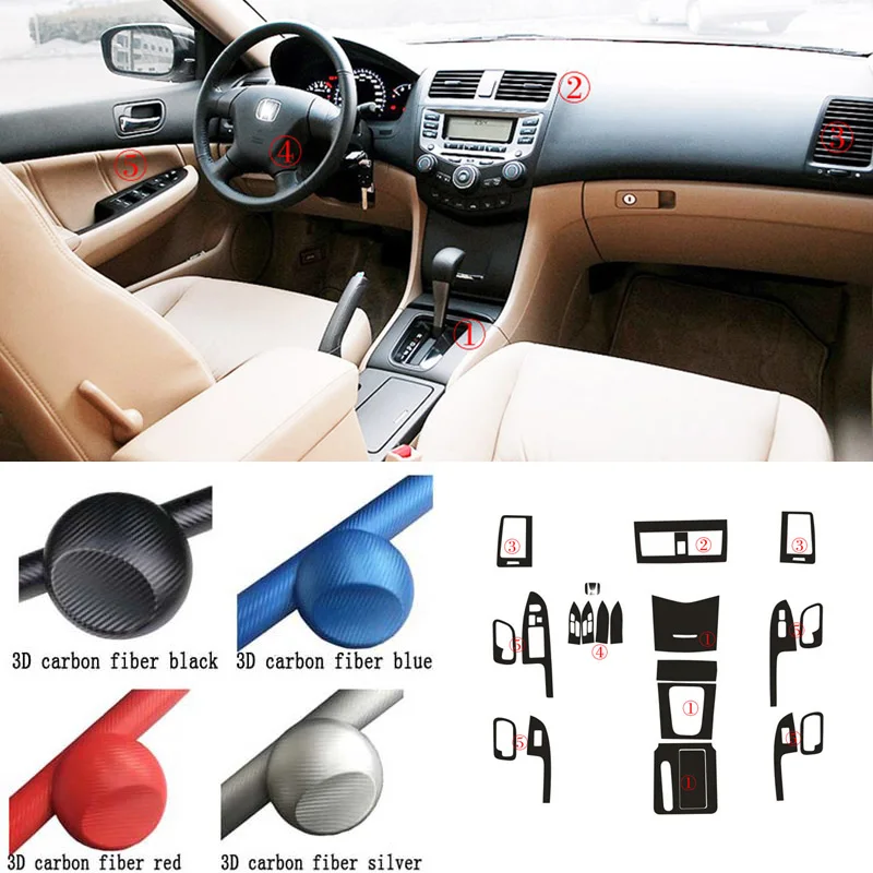 

Car-Styling New Car Interior Center Console Color Change Carbon Fiber Molding Sticker Decals For Honda Accord 7th 2004-07