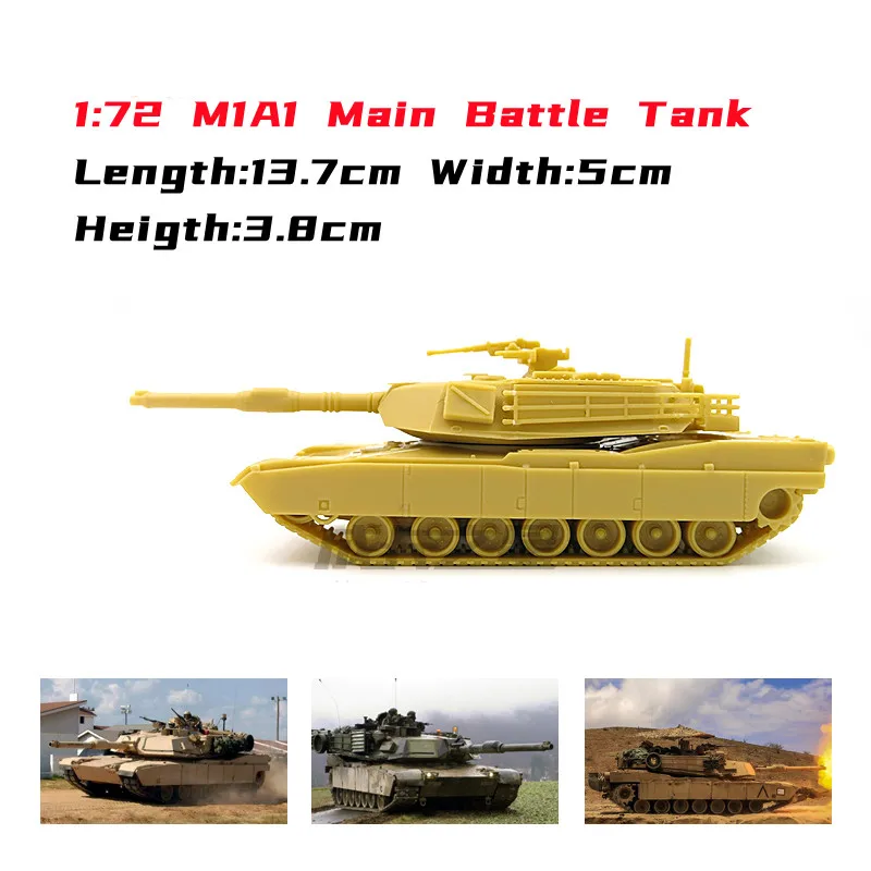 1/72 M1A1 Main Battle Tank Model U.S. Army Tank Assembly Model DIY Military Chariot