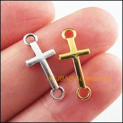 60Pcs Retro Tibetan Silver Tone Gold Color Tiny Corss Charms Connectors 8x20mm