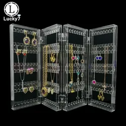 4 Foldable Acrylic Jewelry Display Holds Up Earrings Ear Stud Holder Transparent Jewelry Organizer Earring Showcase Stand Box
