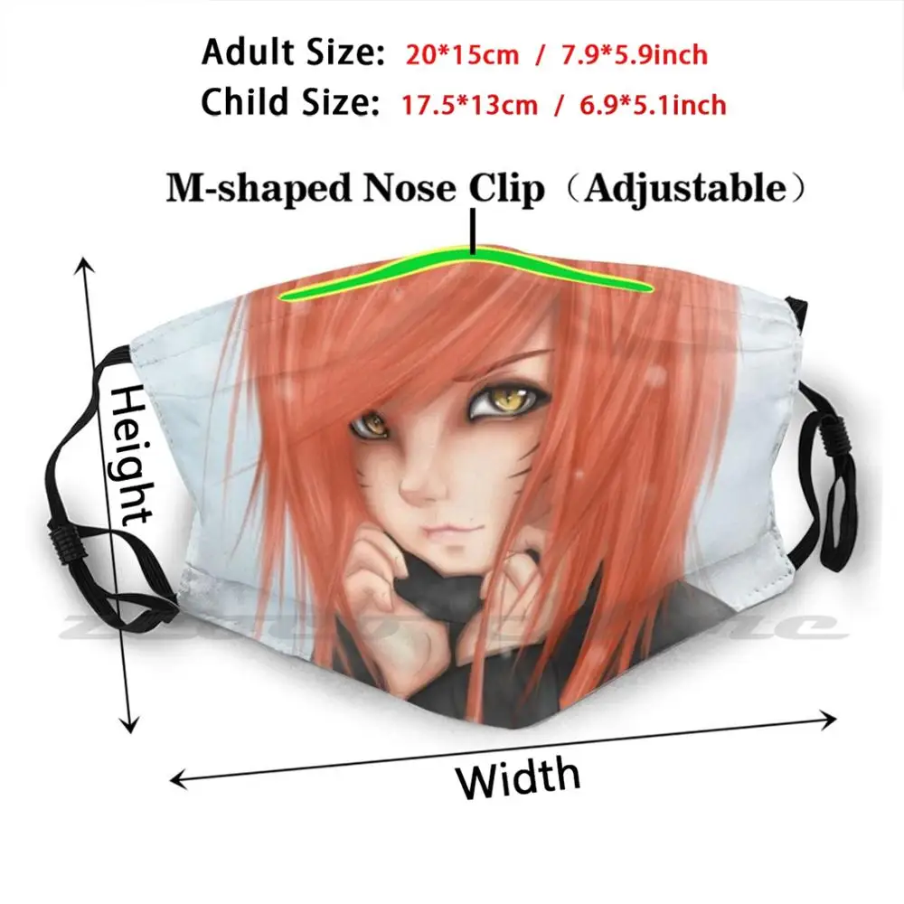 Ragazza manga máscara pano lavável diy filtro pm2.5 adulto crianças ragazza fantasia donna cartoni animati giappone capelli