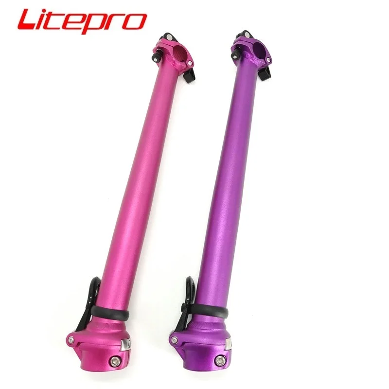 

Litepro Folding Bike Stem 40cm Left Fold Aluminum Alloy Stem Handlebar 25.4mm Fork 28.6mm Purple Pink