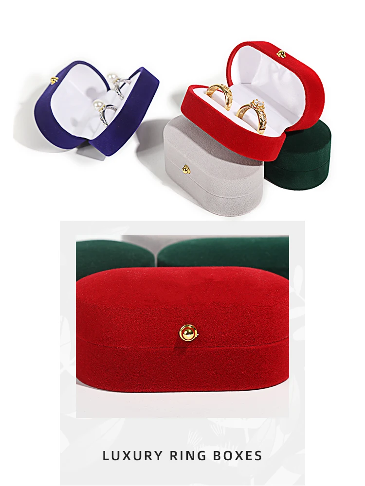 Wedding Ring Packaging Box Ear Studs Holder Velvet Engagement Couple Ring Box Valentine Gift Double Rings Storage Display Case
