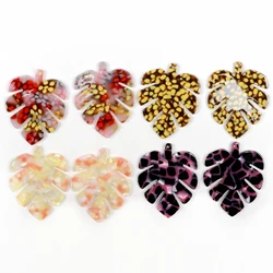 Boho Jewelry,Tortoise Shell Earring Charms,Acetate Acrylic Beads,BIG Monstera Leaf Shaped ,Earring Parts,Ohrringe finding-ACE217