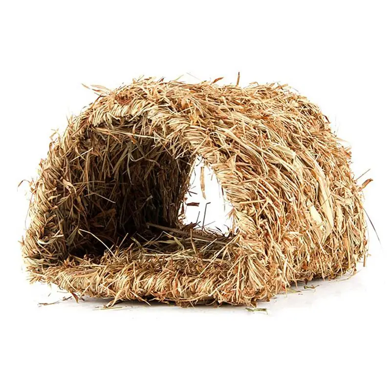 Handwoven Straw Pet Nest Foldable Durable Hamster Playing Sleeping Nest For Rabbit Guinea Pig House Pet Supplies Nest