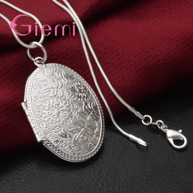 Vintage Photo Locket Necklace 925 Sterling Silver  Jewelry Pendant Necklace for Women High Quality Gift Free Shipping