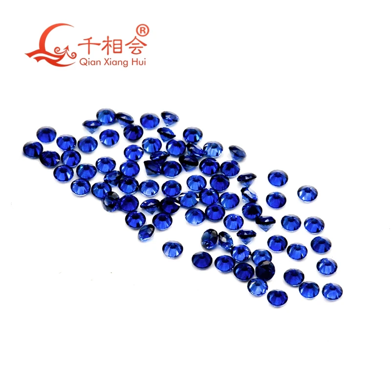 

34# 35# 2.1mm to 3mm blue artifical sapphire color round shape corundum 50pcs per bag