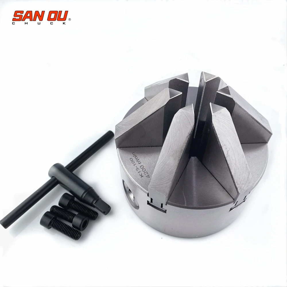 

SAN OU 6 Jaw Lathe Chuck 100mm Self-Centering Chuck K13-100 lathe accessories 4'' with Hardened Steel