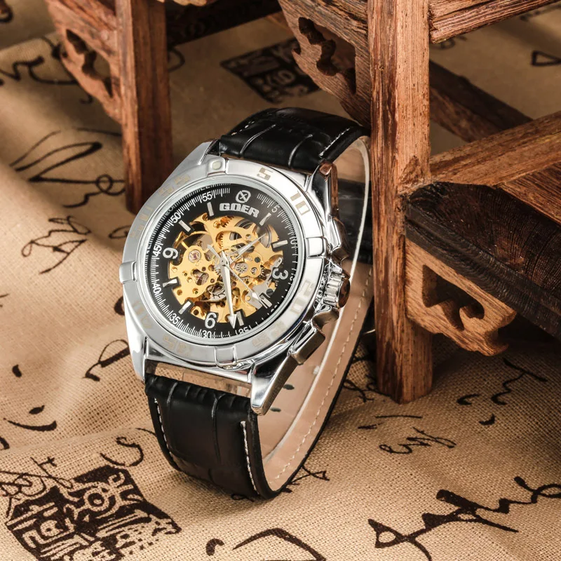 

Boutique leather strap business large dial casual men's automatic watch