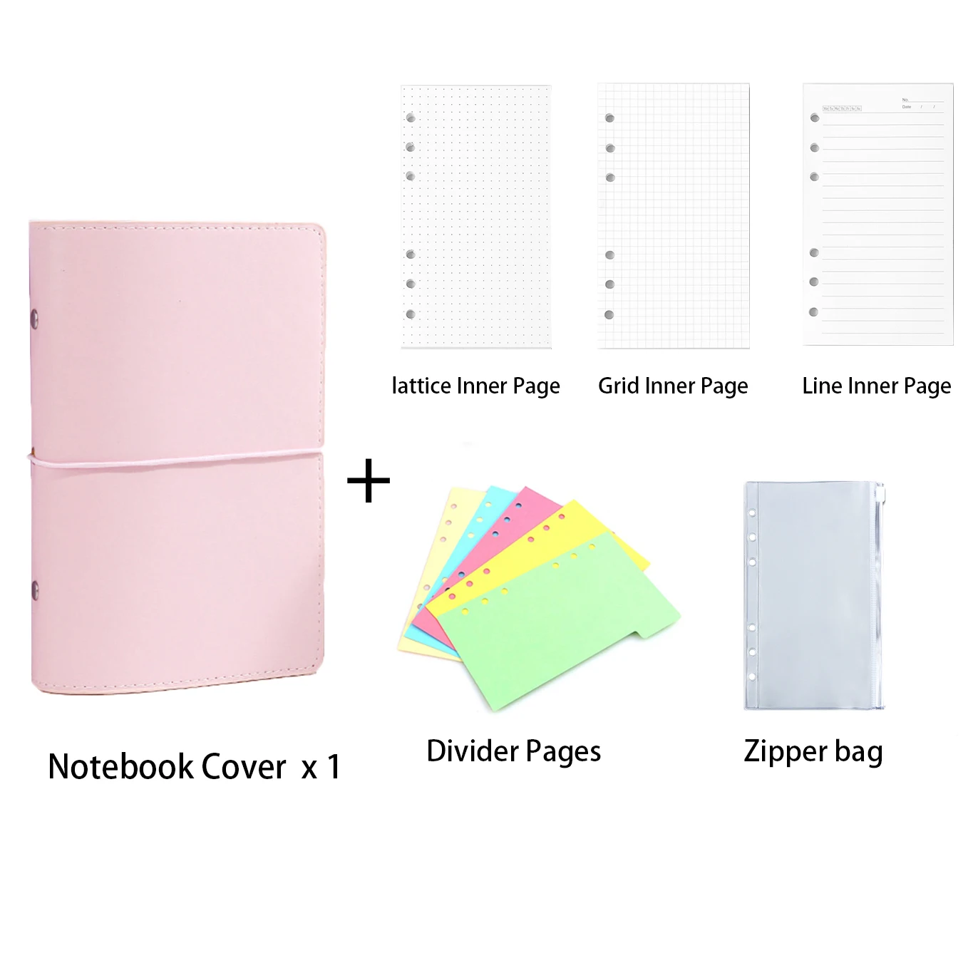 A6 Macaron Leather Loose Leaf Notebook Line Grie Inner Pages Paper 6 Hole Binder Index Separator Planning Travel Notepad Diary