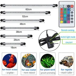 Luz de led para aquário e tanque, 18-62cm, smd 5050, submersível, à prova d'água, com controle remoto