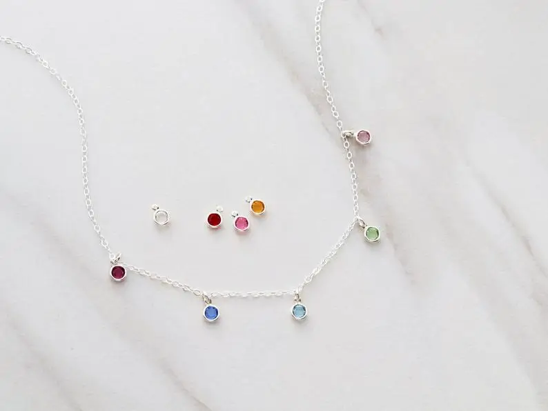 Mother's Day Necklace  Gift Custom  Dainty Birthstone Stainless Steel Necklace ELANUOYY